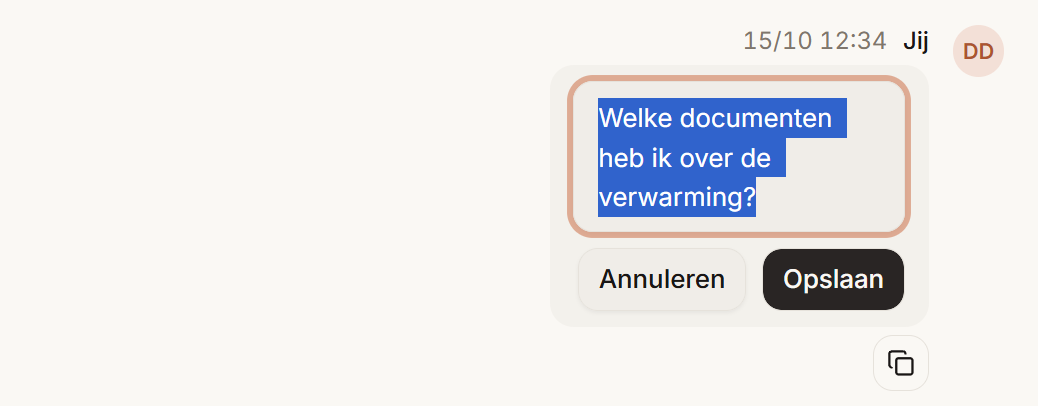 Een vraag in bewerkmodus