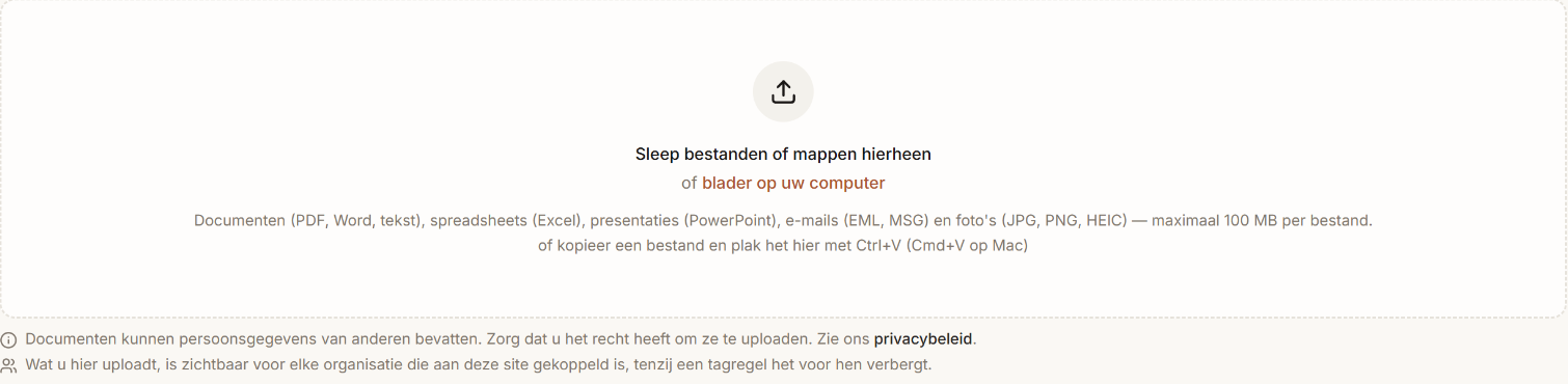 De uploadzone