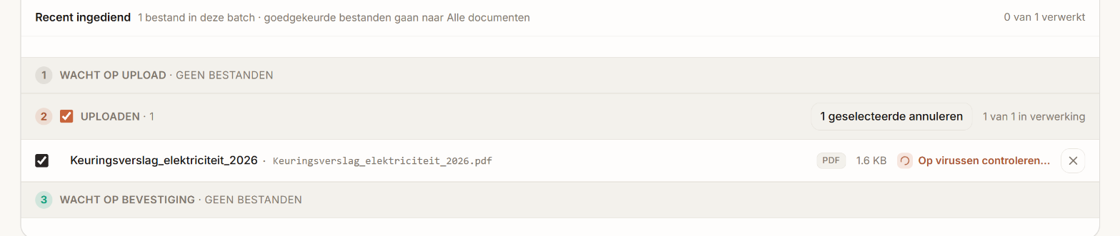 Een bestand in stap 2, op virussen controleren