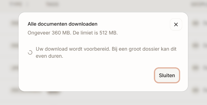 Het venster tijdens het voorbereiden