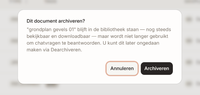 Het bevestigingsvenster om te archiveren