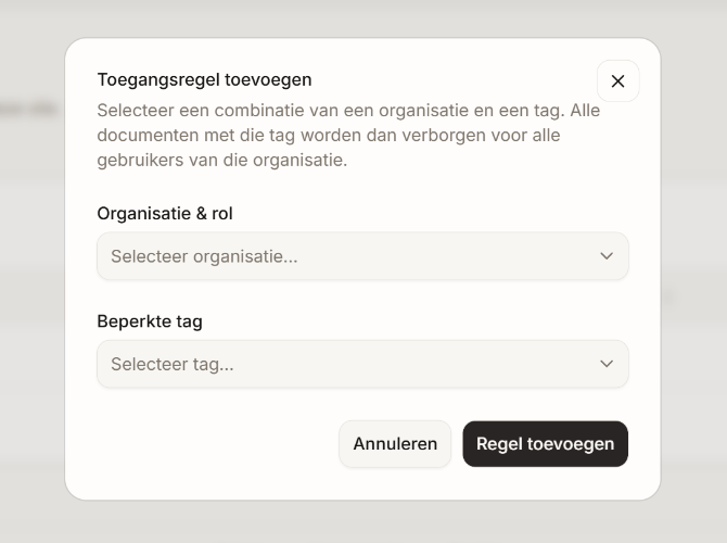 Het venster Toegangsregel toevoegen