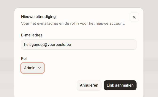 Het venster Nieuwe uitnodiging