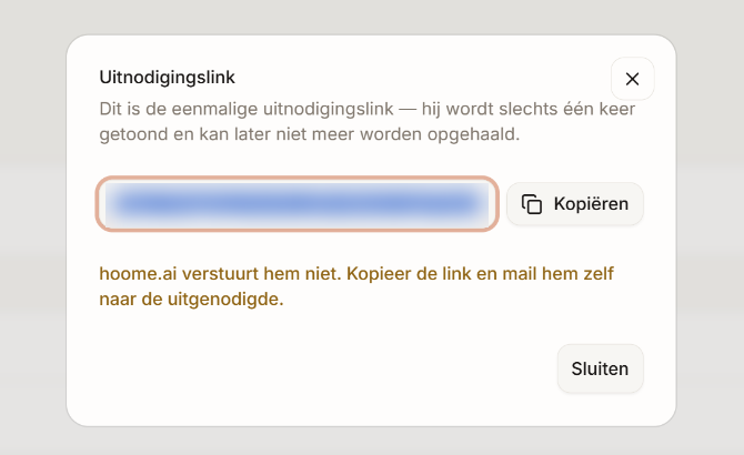 Het venster Uitnodigingslink
