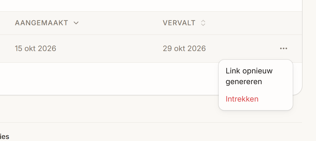 Het menu op een uitnodiging