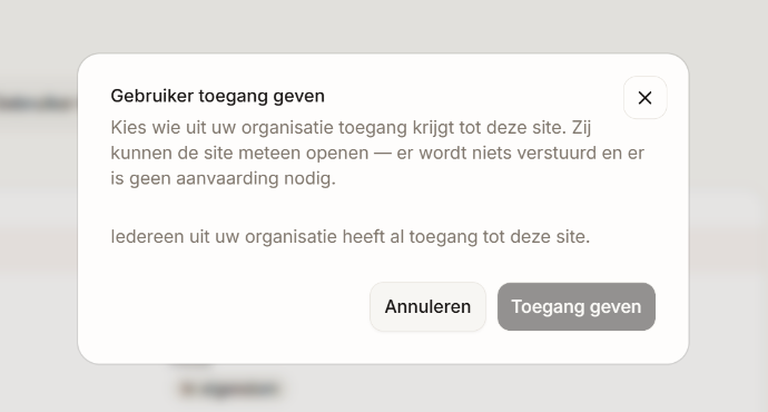 Het venster Gebruiker toegang geven